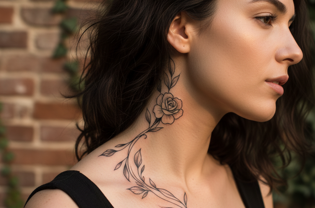 Tatouages pour femmes dans le cou : idées et conseils